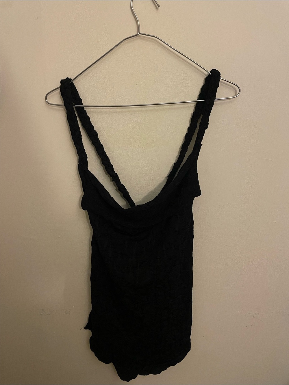Free People Black Braided Strap Tank Top